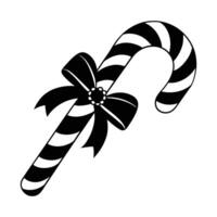 a black and white candy cane with a bow on it vector