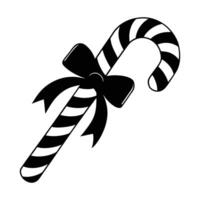 a black and white candy cane with a bow on it vector