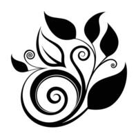 a black and white design of a flower with leaves vector