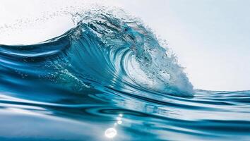 Captivating ocean wave crest with sparkling sunny reflections seen. photo