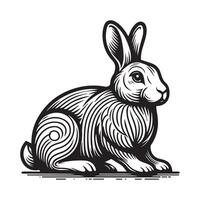 a black and white drawing of a rabbit vector