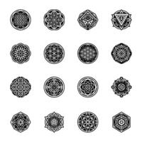 Set of Glyph Style Floral Pattern Icons vector