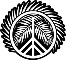 A peace sign with palm leaves and a palm tree vector