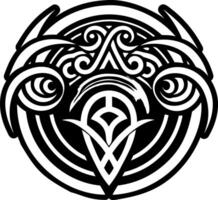 A black and white celtic design with a circular design vector