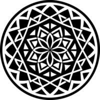 A black and white geometric design in the center of a circle vector