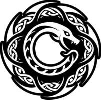 A celtic snake in a circle with a celtic knot vector