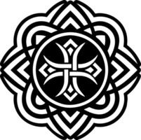 A black and white celtic design with a cross in the center vector