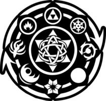 A circle with symbols on it vector