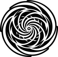 A black and white spiral design in the center of a circle vector
