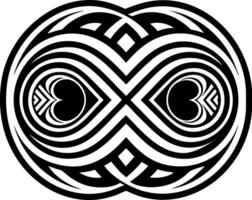 A black and white design with two hearts vector