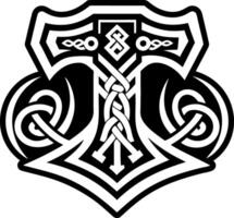 A celtic cross with a shield and a sword vector