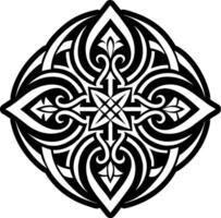 A black and white celtic design with a circular design vector