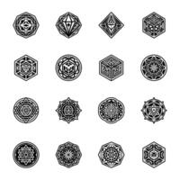 Set of Geometry Patterns Glyph Style Icons vector