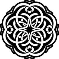 A black and white celtic design with a circular design vector