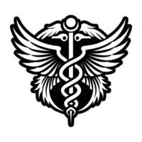 A glyph style icon of caduceus vector