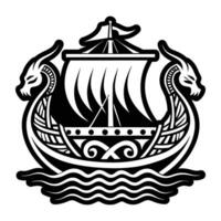Viking ship icon in glyph style vector
