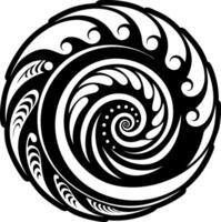 A black and white design of a spiral in a circle vector