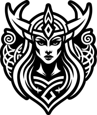 Filled style icon of valkyrie tattoo