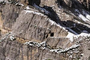 Grand peak rock mountain of Cadini di Misurina. Location place Tre Cime di Lavaredo, Dolomites, Italy photo