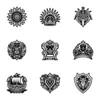 Pack of Monarchy Symbols Glyph Style Icons vector