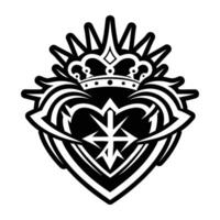 Crowned heart icon in glyph style vector