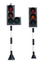 Traffic light mix style old used grunge real weathered isolated on white background with clipping path photo