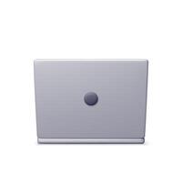 3D cartoon laptop computer back side isolated. Render notebook LCD display mock up with blank screen. Mobile computer device icon. Technology concept. vector