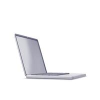 3D cartoon laptop computer isolated. Render notebook LCD display mock up with blank screen. Mobile computer device icon vector