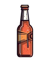 Alcohol symbol on bottle, full of beer icon isolated vector