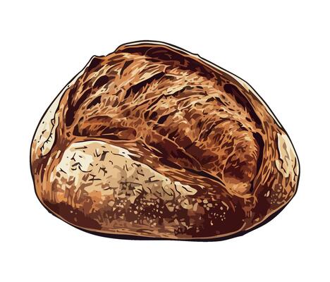 Organic meal sketch gourmet bread, fresh icon isolated