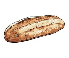 Hand drawn sketch of fresh baguette icon isolated vector