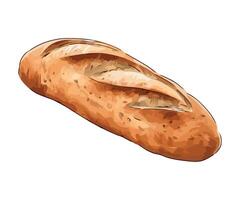 Fresh baguette, baked with organic wheat flour icon isolated vector