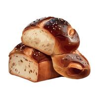 Sweet gourmet breads on white backdrop icon isolated A loaf of bread with sesame seeds on top vector