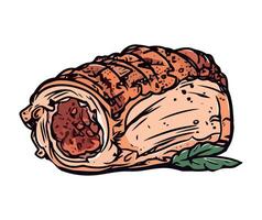 Grilled meat and hebs icon isolated vector