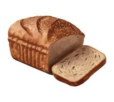 Freshly baked bread on white background icon isolated vector