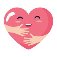 hug day illustration with heart hugging himself vector