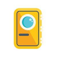 Yellow submarine door with round window, flat style icon vector