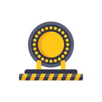 Industrial machine with round shape and warning stripes standing on platform vector