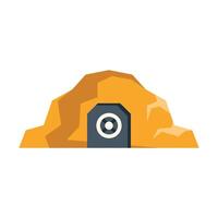 Underground bunker providing shelter in mountainside for emergency situations vector