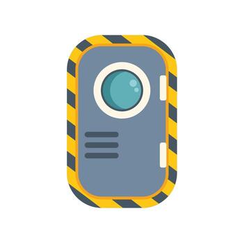 Spaceship door with porthole showing the infinity of space exploration vector