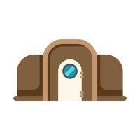 Dugout shelter entrance with round window providing safety and security vector