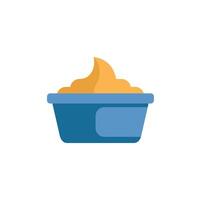 Plastic container full of mustard sauce for fast food vector