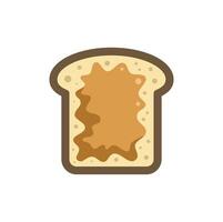 Slice of toast with peanut butter spread cartoon illustration vector