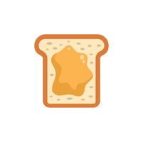 Single slice of white bread with peanut butter spread on top vector