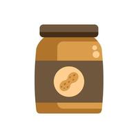 Glass jar containing peanut butter with brown label and peanut illustration vector