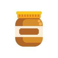 Glass jar with yellow cap containing peanut butter vector