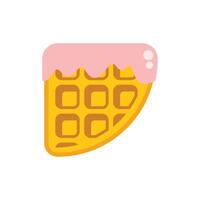 Delicious waffle with pink icing dripping for breakfast menu vector
