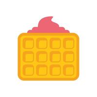 Square waffle with whipped cream on top icon vector