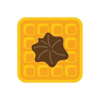 Square waffle with chocolate syrup on top minimalist illustration vector