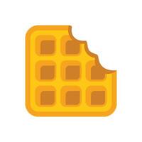 Square waffle being eaten with bite missing on white background vector